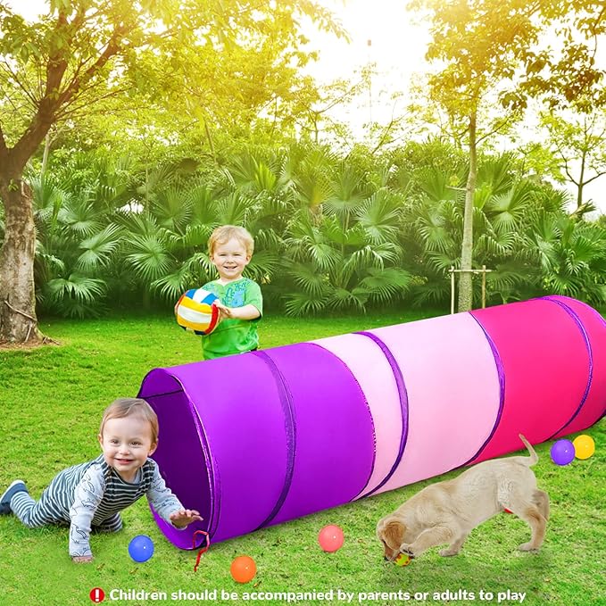 Kids Play Tunnel for Toddlers 1-3, Baby Crawling Toys for 1 2 3 4 Year Old Girl Boy Birthday Gift, 6 Foot Pop Up Tunnel, Indoor Outdoor Toddler Toys for Infant Children or Dog