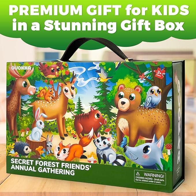 QUOKKA Giant Floor Puzzles for Kids Ages 4-6 - 2x3 Feet Extra-Thick 48 Pieces Toddler Puzzle Ages 3-5 – Forest Educational Activity for Boys Girls – Premium Box with Sturdy Handle & Magnetic Closure