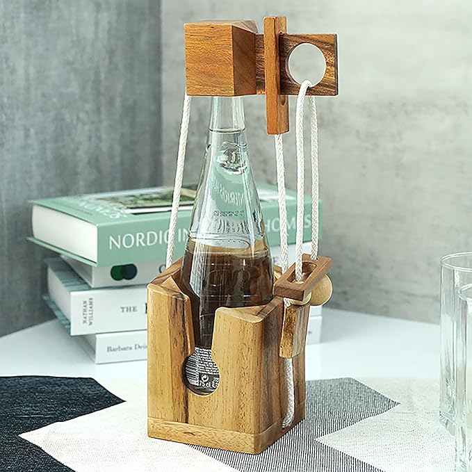 BSIRI Think for Bottle Puzzle - Challenging Brain Teaser and Bottle Holder Game, Functional Bottle Storage, Ideal Bottle Lover Gifts, Fun Gifts, Games, and Romantic Farmhouse Decor