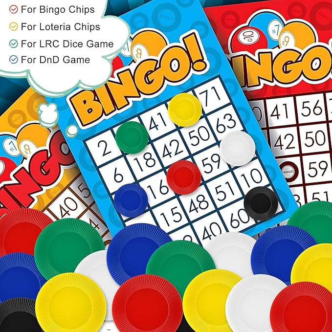 Coopay 600 Pieces Plastic Poker Chips Bingo Chip Bulk Learning Counters Disks Poker Card Game Counting Markers for Math Practice, Game Tokens and Teaching Rewards, 38 mm/ 1.5 Inches (6 Colors)