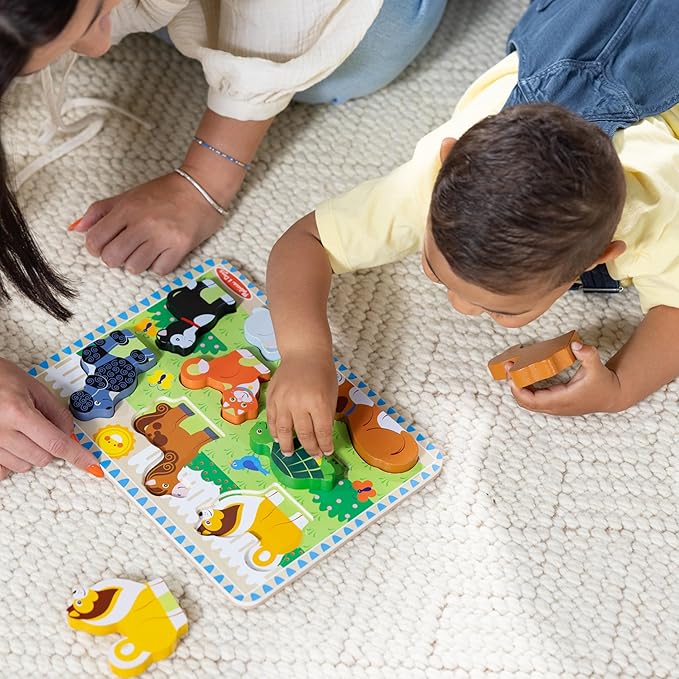 Melissa & Doug Pets Wooden Chunky Puzzle (8 pcs), Educational Screen Free Activity for Toddler, Preschoolers and Kids Ages 2+