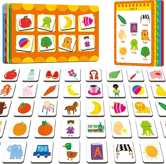 SpriteGru Magnetic First Word Matching Game, Funny Words Learning Game, Race to Collect Your Lists Educational Toy for Boys & Girls at Home