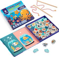 Magnetic Fishing Game for Toddlers -Travel Toys 3-5 Airplane Essentials - Mess-Free Camping & Car Trip Activity - Wooden Learning Toy with 27 Fish