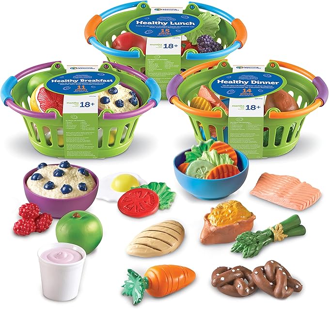Learning Resources New Sprouts Healthy Foods Basket Bundle - 37 Pieces, Ages 18+ months Pretend Toddler Food, Healthy Play Food for Kids, Toddler Learning Toys