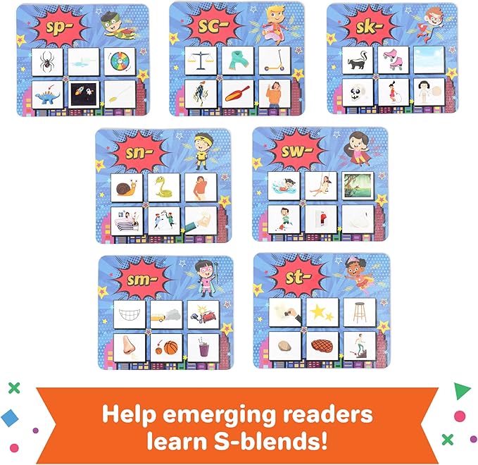 Super Blends Phonics Reading Game (22 Blends) - Phonics Games for Kids Ages 6-8, Reading Games for Emerging Readers, Best Reading Resources for Parents and Teachers