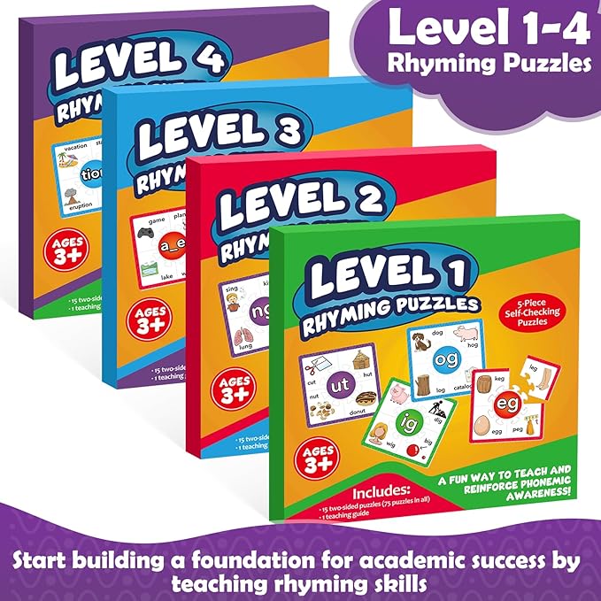 Torlam Phonics Puzzle, Rhyming Games Phonics Games Flash Cards for Kids Toddler, Learn to Read Spelling Reading Sight Words, Trigraphs Site Words for Preschool Kindergarten Homeschool Supplies