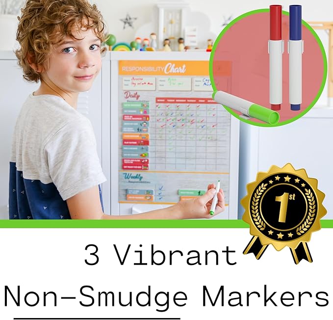 Premium Large Magnetic Chore Chart for Kids Multiple Kids - Chore Board - Behavior Tracker at Home - Reward Board - Daily Responsibility Schedule - Teens Incentive Routine - Magnetic for Refrigerator