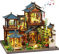 DIY Miniature House Kit - Miniature Wooden Dollhouse Kit - Mini House Building Kit for Adults - Vintage Courtyard Tiny Model House Kit with LED, Miniature Kit, Creative DIY Adult Crafts Gift