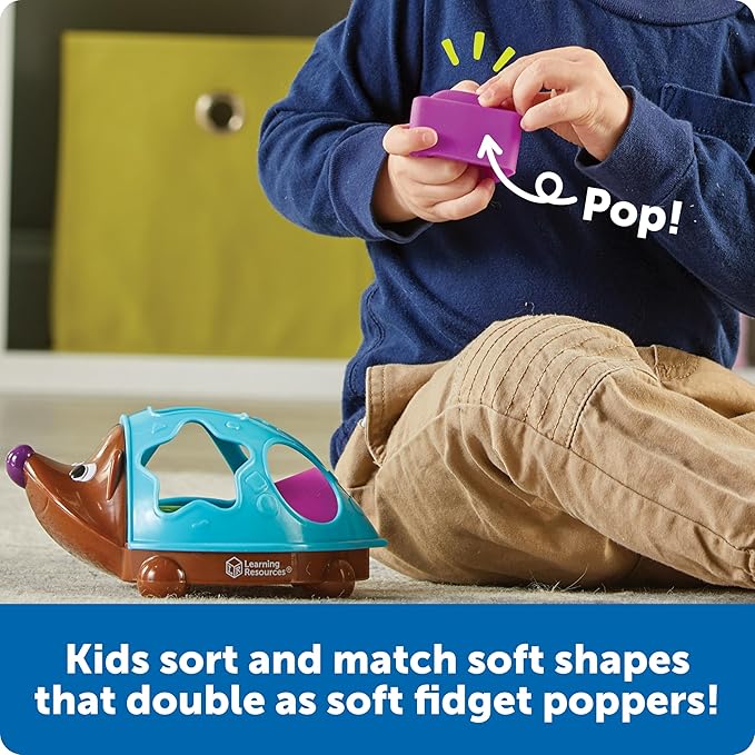 Learning Resources Spike The Fine Motor Hedgehog Poppin' Shapes Sorter, Educational Baby & Toddler Toys, Fine Motor, Montessori Must Haves