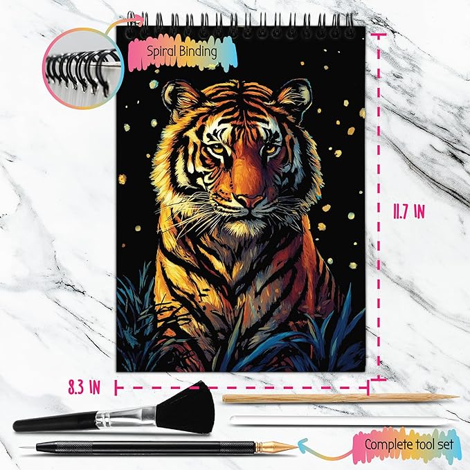 Animals Scratch Art Book for Adults - Colorful Animal Series Scratch Art | Scratch Painting Foil Art for Adults | Scratch and Sketch Animal Series Books | Foil Engraving Scratch Art (Animal Series)