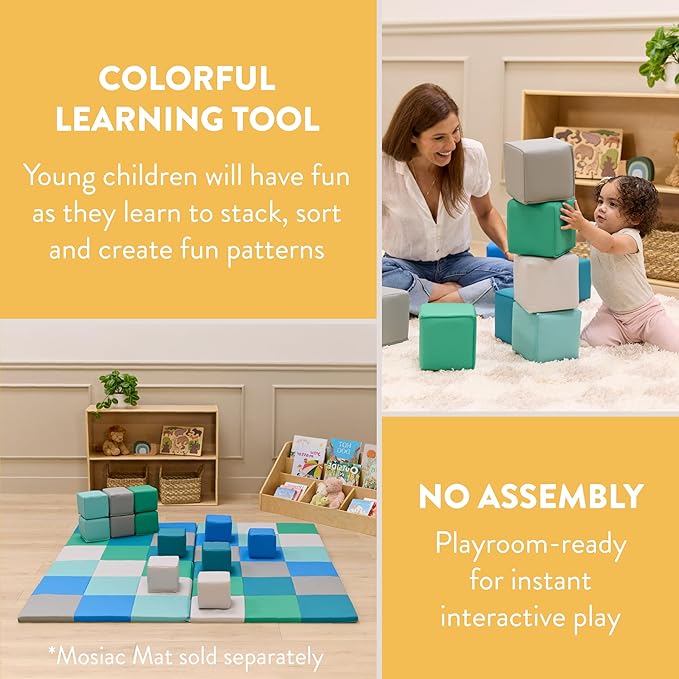 Mosaic Toddler Building Cubes, Foam Blocks, Contemporary, 12-Piece