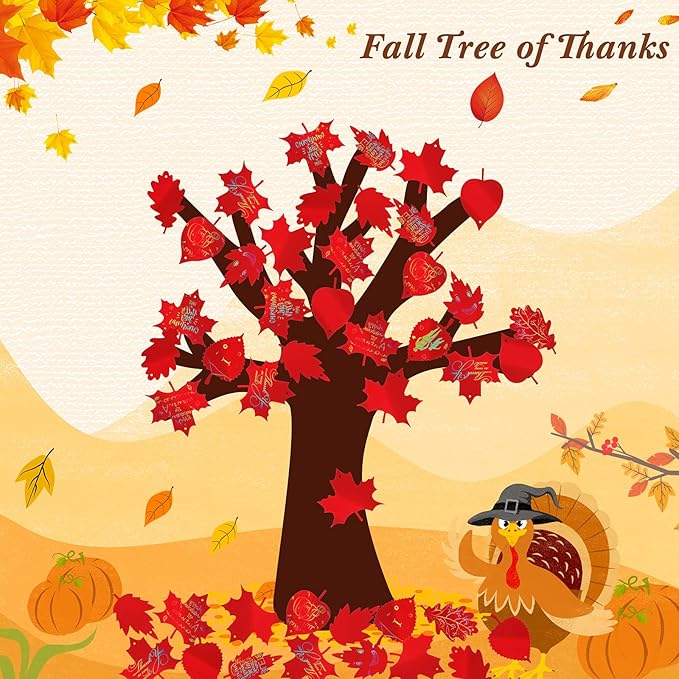 BBTO 50 Pieces Scratch Fall Leaves Colorful Scratch Leaves Paper with Ribbons and Wooden Stylus for Thanksgiving Harvest Party(Red)