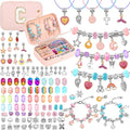 140 PCS Charm Bracelet Making Kit Cute Charm Beads for Jewelry Making DIY Bracelet Craft Kit for Valentine Christmas Birthday Gifts with Portable Bracelet Box