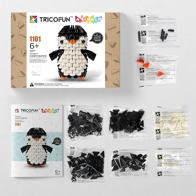 Animals 3D Soft Building Blocks - Cute Animal Kit, Pressure-Relief, STEM Educational Toys, Enhance Hands-On Skills Interlocking Building Blocks (1101-PENGUIN)