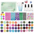 Temporary Glitter Tattoos Kit for Kids 48 Colors 6 Fluorescent 207 Stencils 2 Diamond Stickers 3 Glue 5 Brushes Arts Make Up Kit Party Christmas Halloween