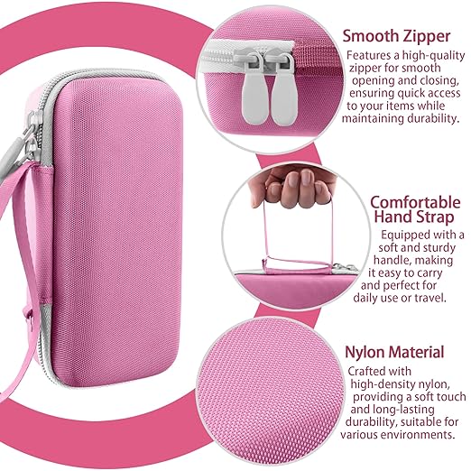 co2CREA Hard Case for 3Doodler Start+ Essentials (2024) 3D Pen Set - Storage Organizer with Custom Slots for Art Activity Set, Printing Filament Refill and USB Charger, Pink Case + White Zipper