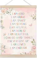 Koesus Inspirational Girls Nursery Wall Art Poster Hanger Frame 12x16 Inch, Boho Pink Floral Positive Affirmation Canvas Pictures Prints Framed Wall Decor for Toddler Girls Room Nursery Playroom