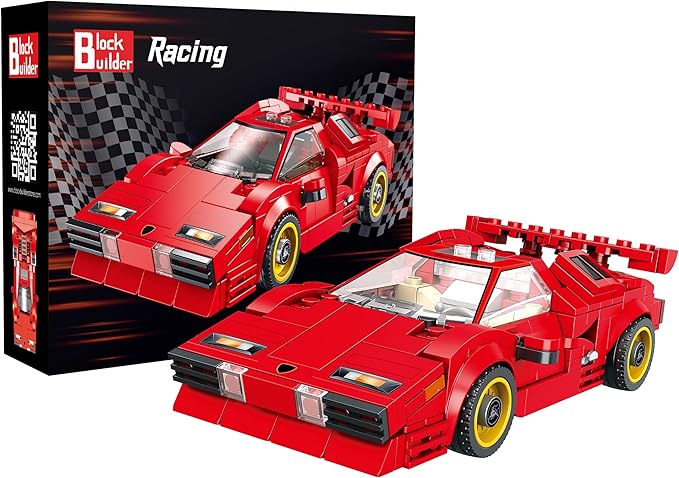 Lambo Countach Racing Car Building Block Set (355 Pieces). Racing Car Building Blocks for Kids and Adults