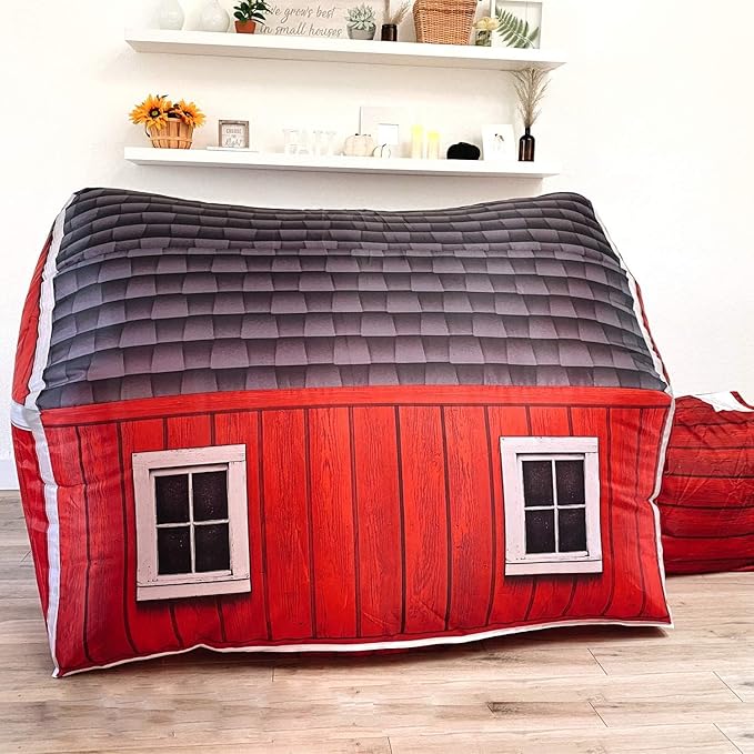 The Original Patented AirFort - Build A Fort in 30 Seconds, Inflatable Fort for Kids, Play Tent for 3-14 Years, A Playhouse Where Imagination Runs Wild, Fan not Included (Farmer's Barn)