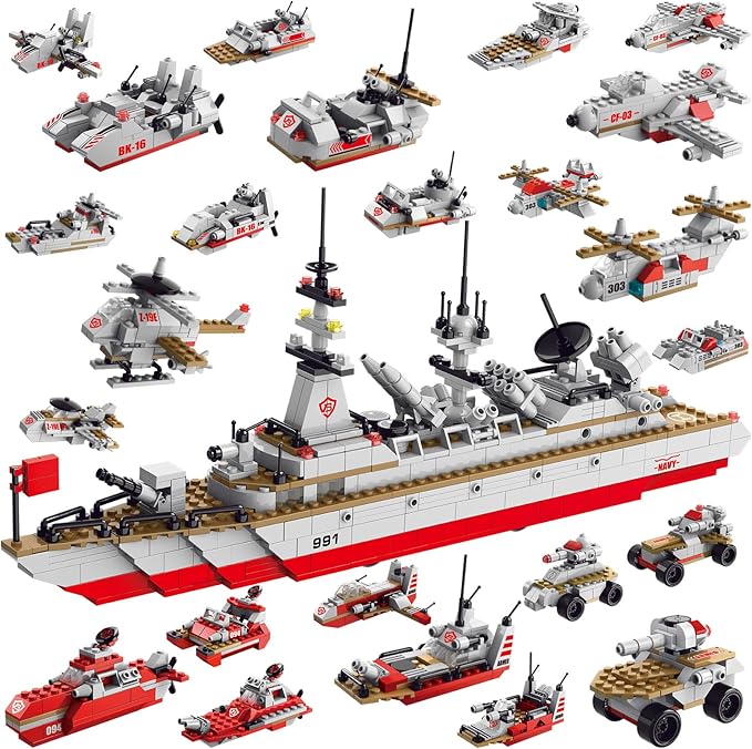 Sitodier STEM 811pcs Construction 25 in 1 Cruiser Ocean Ship Building Toy for 6+ Boys | 25 Models Engineering Building Bricks Kit for Ages 6-12