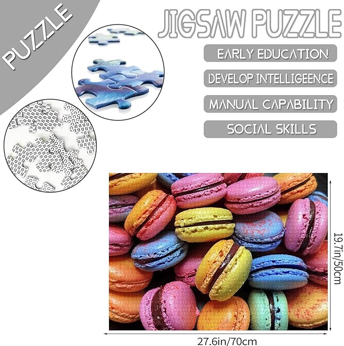 Tucocoo Colorful Macaron Jigsaw Puzzles for Adults 1000 Pieces, Hard Difficult Challenging Puzzles for Adults DIY Crafts Puzzles for Home Decoration Gifts, Family Puzzle Perfect for Game Nights