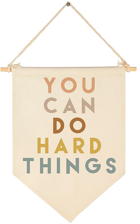Classroom Decor-Inspirational Classroom Quotes-Teacher Gift-Canvas Hanging Pennant Flag Banner Wall Poster Sign-You Can Do Hard Things-Positive Growth Mindset Quotes for Playroom Homeschool Nursery