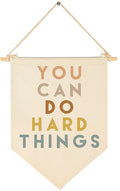Classroom Decor-Inspirational Classroom Quotes-Teacher Gift-Canvas Hanging Pennant Flag Banner Wall Poster Sign-You Can Do Hard Things-Positive Growth Mindset Quotes for Playroom Homeschool Nursery
