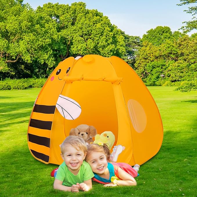 Kids Play Tent Pop up Tent Turtles Automatic Setup Play House Tent for Girls and Boys Outdoor and Indoor (Bee)