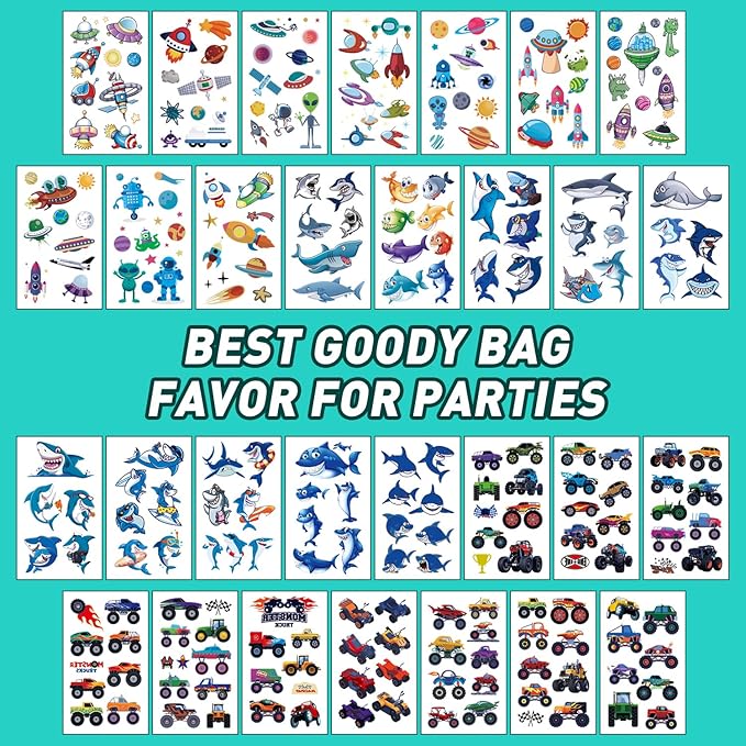 Temporary Tattoo Kids - 150 Sheets & 1700+ Patterns | Boosts Imagination/Creativity & Easy-Clean | Ideal for Party Favors, Arts & Crafts, Goodie Bags (Non-Toxic, Safe for Skin)