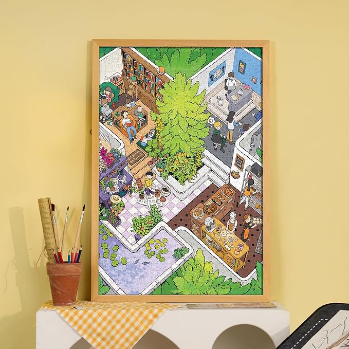 MOMIBOOK Puzzles for Adults 1000 Pieces Jigsaw Puzzles of Gathering in The Treehouse, Twinkle Laminate Painting Image Difficult Challenging Impossible Puzzle Unique Party Christmas Birthday Gifts