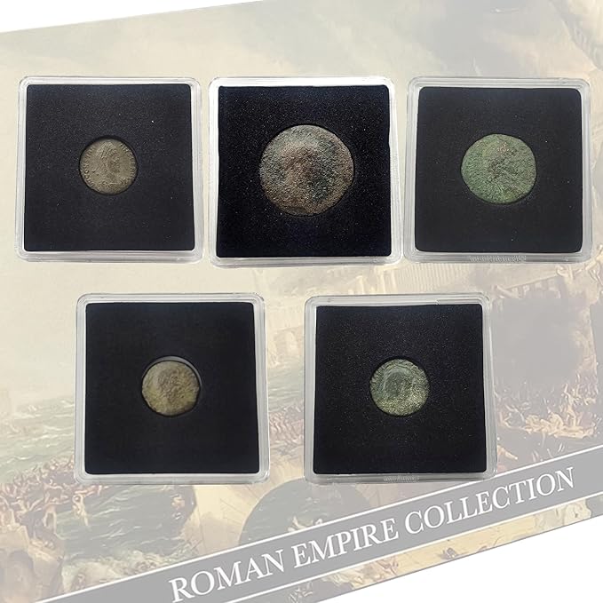 IMPACTO COLECCIONABLES Collector's Edition Box of Certified Authentic Roman Coins – 5 Encapsulated Coins of Emperors, Legions, and Gods: The History of The Empire in Your Hands