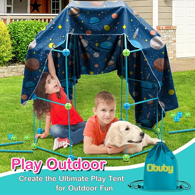 Kids Fort Building Kit 120 Pieces Construction STEM Toys for 3 4 5 6 7 8 9 10 11 12 Years Old Boys and Girls Ultimate Forts Builder Gift Build DIY Educational Learning Toy for Indoor & Outdoor