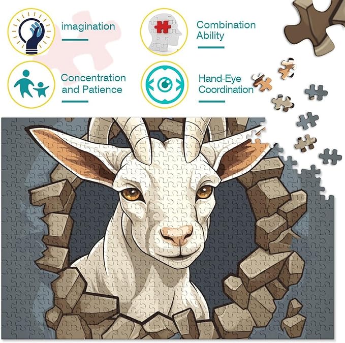 Sheep Thickened Wooden Jigsaw Puzzles Adults Fun 1000 Pieces 3D Animal Stress Relief Toy Education Game Home Decoration Toy Intellectual Game Challenge Educational 1000pcs (75x50cm)
