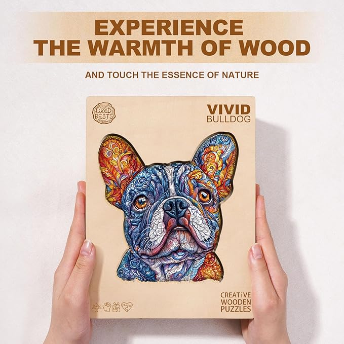 Wooden Puzzles for Adults,Bulldog Shaped Unique Wooden Jigsaw Puzzles, Creative Ghristmas Gift for Teenagers and Adults.(11.4X 11.1 in 180pcs)