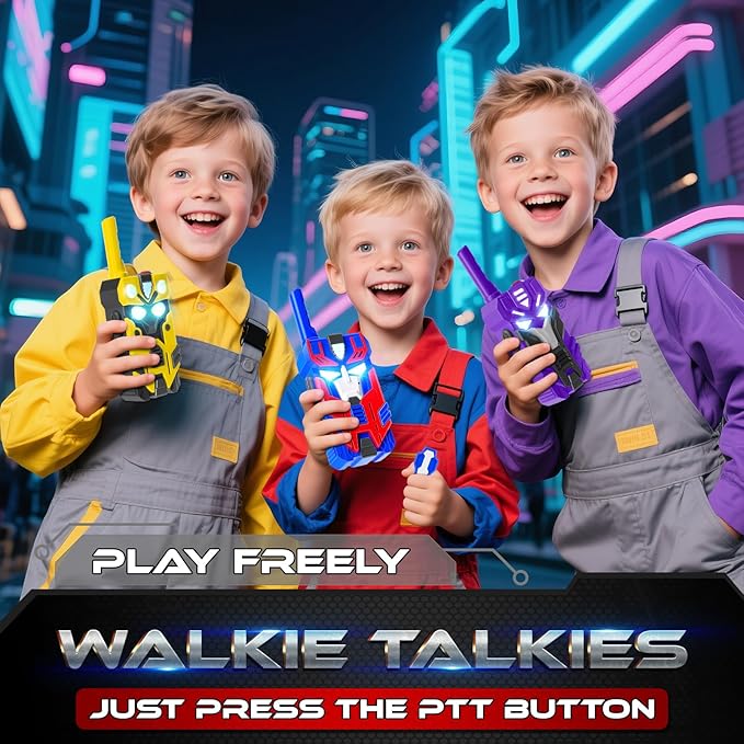 Transform Walkie Talkies for Kids Robot Toys, 3 Pack with Cool Light-Up Eyes & 2500 FT Range, Outdoor Camping Toys, Birthday Gifts for Boys Girls Ages 3-12