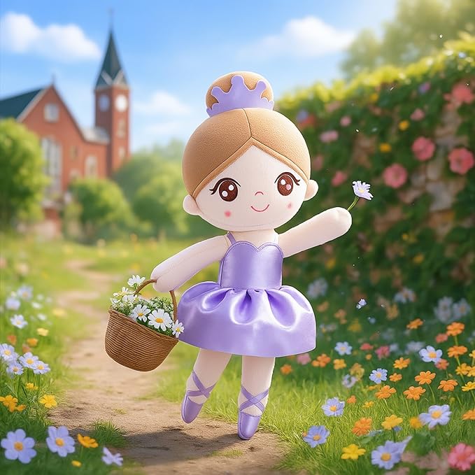 Gloveleya Baby Girl Gifts Dolls Soft Plush Toy Ballet Girl Doll Pale Purple 14 Inches with Gift Box…
