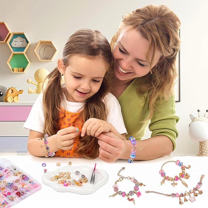 Uniartfy Charm Bracelet Making Kit, 305 Pieces Jewelry Making Kit Supplies for Girls 8-12, Birthday Gifts, DIY Arts Crafts for Teens Women Kids Ages 5 6 7 8 9 10 11 12 Years Old with Organizer Box