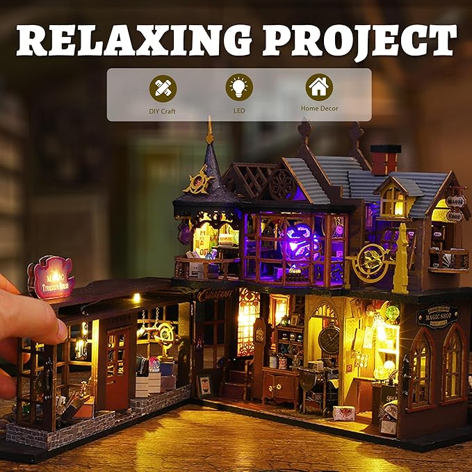 Flever Dollhouse Miniature DIY House Kit Creative Room with Furniture for Romantic Artwork Gift (Magic Treasure House)
