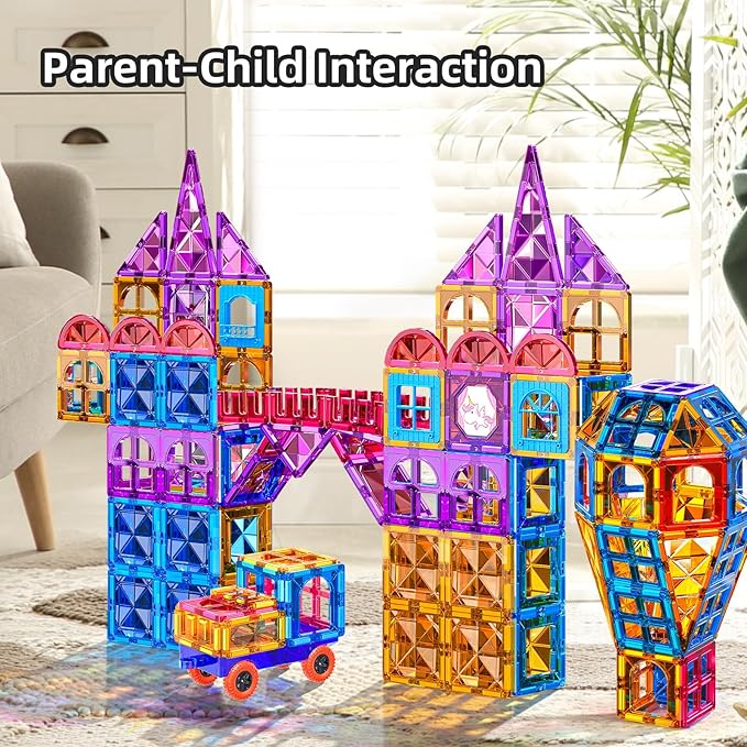 SNAEN Magnet Building Tiles for Kids Ages 3-5 4-8, 96 Pieces Educational Magnet Toys for 3 4 5 6 7 8 Years Old Boys, 3D Building Blocks, Creative Play for Ages 5-7, Toddler Toy Gifts