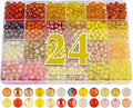 XSEINO About 1200PCS 6mm Glass Beads Bracelet Making Kit,24 Assorted Warm Yellow Wilt Series Colorful Crystal Beads for Bracelet and Jewelry Making and DIY Crafts,Friendship Bracelets