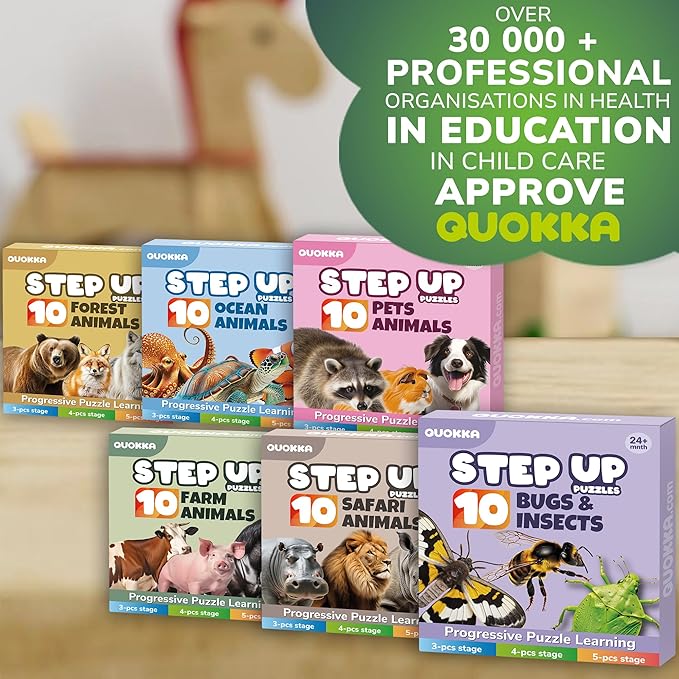 QUOKKA Toddler Puzzles Ages 2-4 - Large Floor Puzzles for Kids 3-5 - 8 Realistic Animal Shapes | Extra Thick Cardboard | Preschool Learning Game - 40 Big Piece Gift for Toddlers 1-3 Years Old