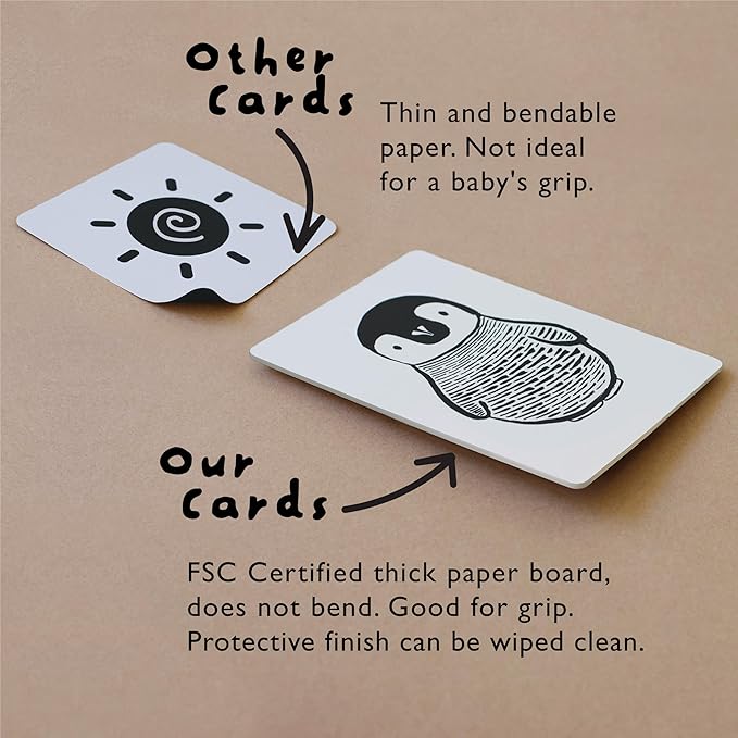 Wee Gallery Art Cards for Baby, Durable High Contrast Black and White Animal Flashcards for Newborns, Brain Development, Sensory Toys, Tummy Time Essentials for Infant and Toddler - Pets