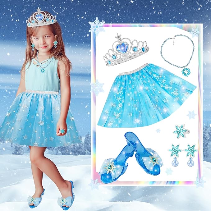 Princess Dress Up for Girls, Dress Up Clothes for Girl with Princess Shoes, Toddler Girls Boutique, Pretend Play Gifts for Little Girl Aged 3-6 Years Old