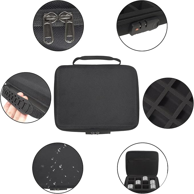 MUODR 46mm Coin Holders for Collectors, Coin Storage Case with Lock,100 Pieces Coin Capsule and 11 Size Gasket, Coin Collection Supplies For Dime,Cent,Nickel,Quarter,Silver Dollar,Half Dollar