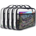 holay 4 Packs PVC Zippered Blocks Set, Toy, Clay, Board game Storage Organizer Case (Name Tag, Manual Pocket) (Black, Large)