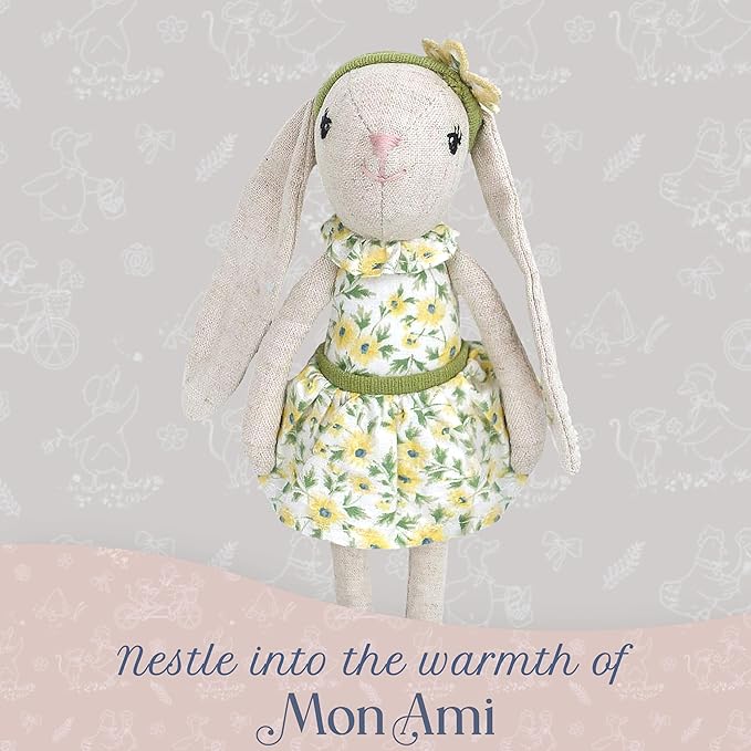 MON AMI Daisy The Bunny Stuffed Doll - 9", Soft & Cuddly Plush Animal Doll, Use as Toy or Room Décor, Great Gift for Kids of All Ages