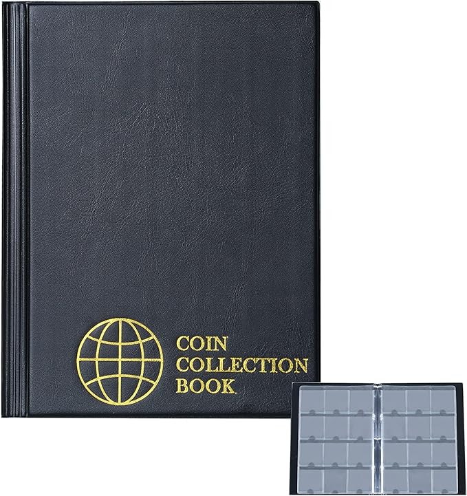 Coin Flip Holder Albums - 120 Pockets 2x2 inches Coin Storage Books for Coin Cardboard Collection Holders CS43BK