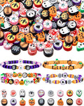 Taybonds Halloween Polymer Clay Beads 108pcs Spooky Designs Ghost Pumpkin Spider Polymer Clay Beads for Women Jewelry Making DIY Charms Bracelet Necklace