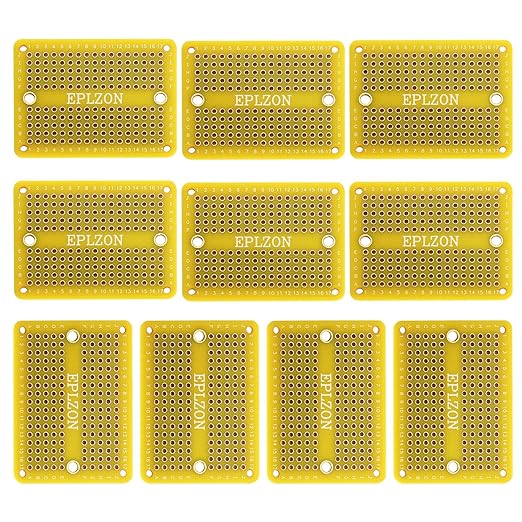 Solderable Breadboard Mini PCB Board Gold-Plated Solder Breadboard for DIY Electronics Projects Apply to Soldering Projects 2.0"x1.5" Mixed Color(Pack of 10 Pcs,Yellow)