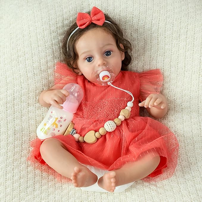 SCOM Lifelike Reborn Baby Dolls - 20 Inch Realistic-Newborn Baby Doll Girl Silicone Real Life Baby Dolls with Soft Weighted Body, Poseable Real Baby Reborn Gift Toy for 3+ Years Old Kids